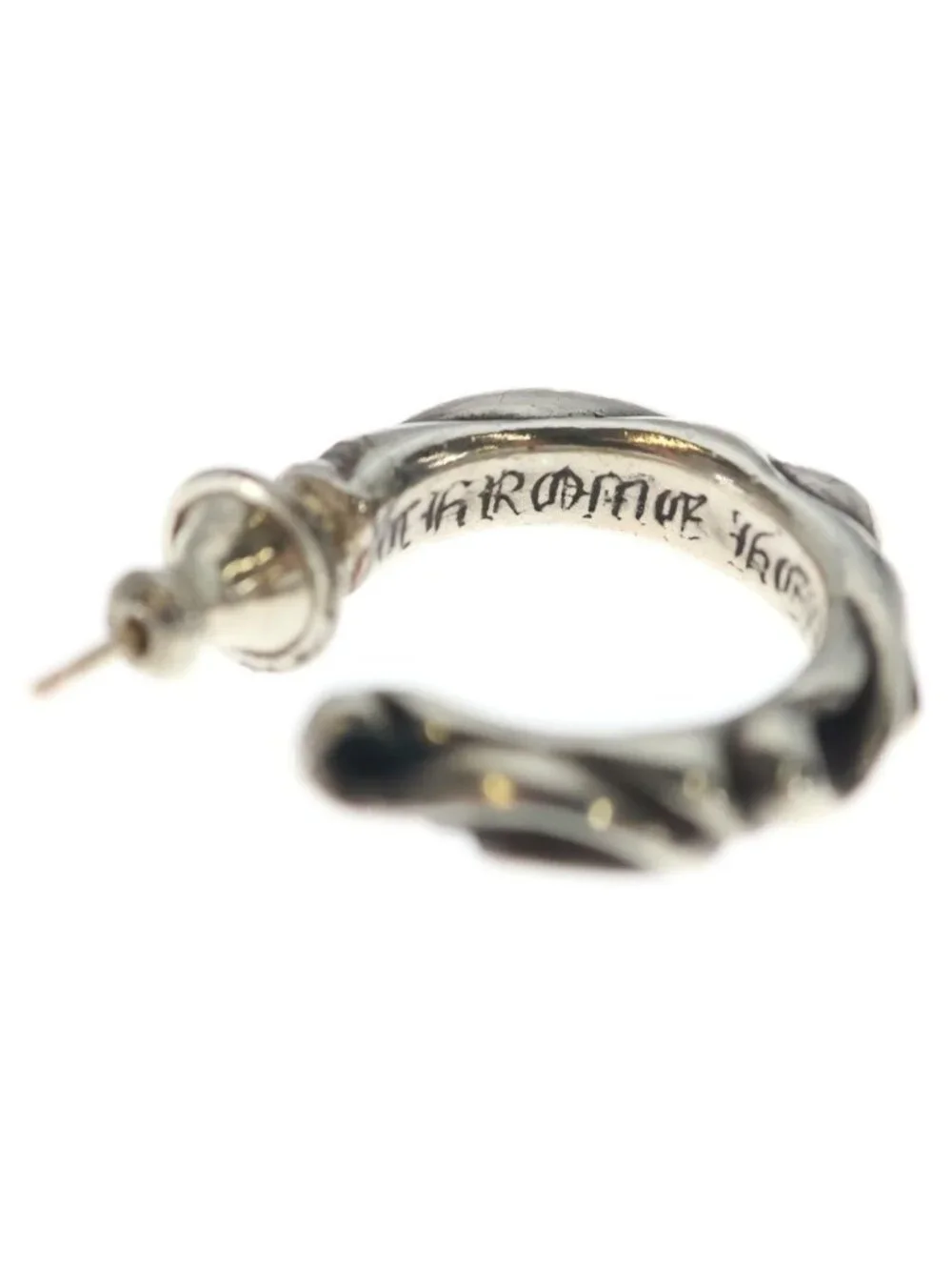 Chrome Hearts Hoop Scrool Scroll Earrings Silver